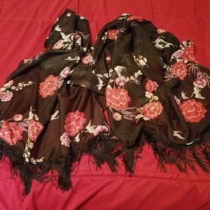 Torrid fringed silk scarf